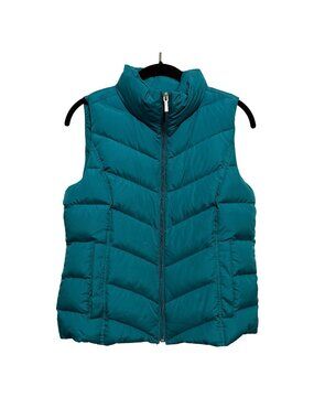 Lands End XS Puffer Vest Teal Insulated Womens Outerwear